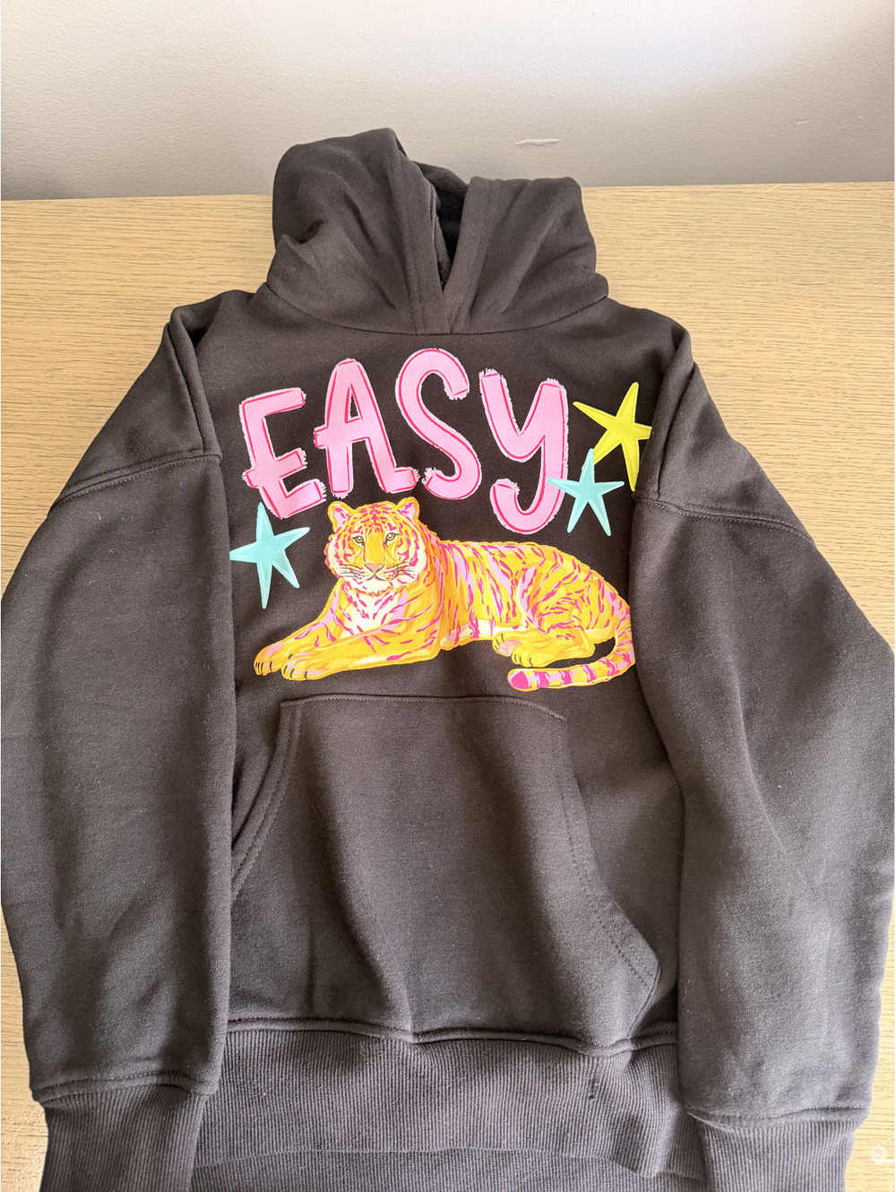 Black Hoodie with Colorful Tiger and EASY Print